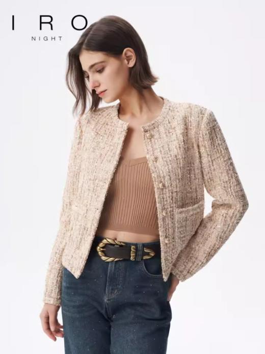 【2F】IRONight 亮丝外套圆领短款金线法式轻奢小香风24春季新款 商品图0