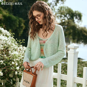 OLrain欧芮儿浅绿色针织衫女早春2024年新款宽松气质高级感两件套