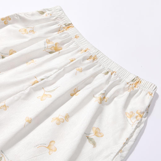 都市丽人舒适外出春夏睡衣女人字斜印花家居服薄款长袖长裤女士丝质套装LH41C7 商品图9