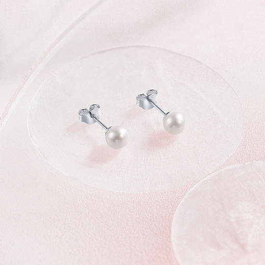 周六福淡水珍珠耳钉女S925银耳饰耳针高级优雅送女友送女友礼物 商品图2