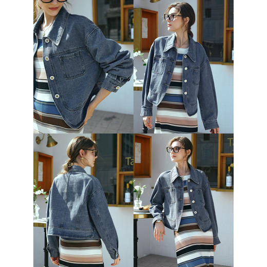 OLrain欧芮儿牛仔外套女早春2024年新款宽松时尚设计感水洗上衣 商品图3