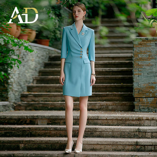 AD春夏浅色职业装连衣裙女播音艺考主持人正装套装气质女神范裙子 商品图0