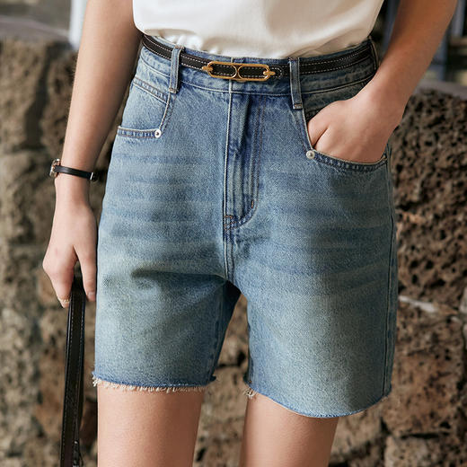 OLrain欧芮儿复古蓝牛仔裤女早春2024年新款休闲减龄百搭直筒短裤 商品图1