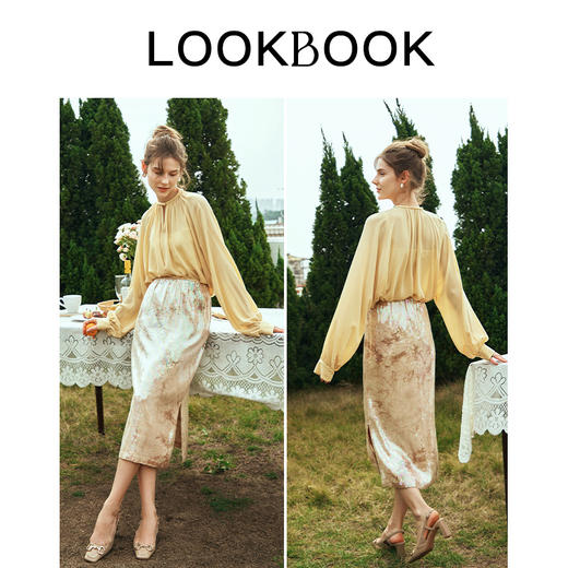 OLrain欧芮儿黄色雪纺衫女春季2024新款简约气质插肩袖宽松上衣 商品图4