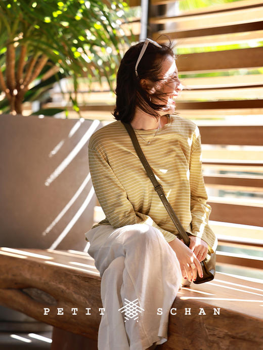 PETIT SCHAN小闪 CLO#439 breeze up 风起幡动 棉桑蚕丝亚麻基础百搭条纹针织空调衫/防晒衫柔软透气长袖T恤 商品图0