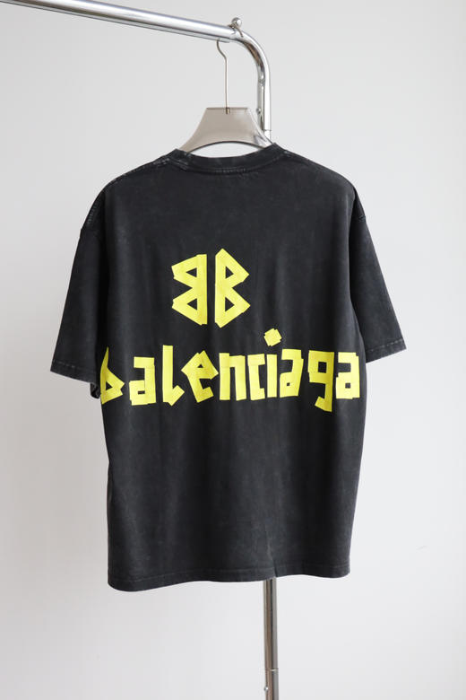 B.L.C.G 胶布绑带 字母印花 水洗做旧宽松体恤 TX167 商品图4