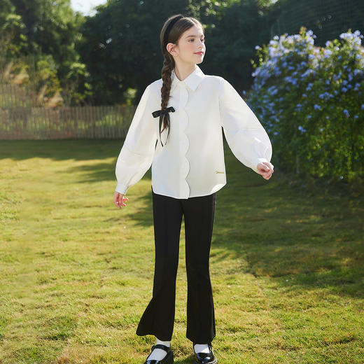 【140-170】【Y氏】女童春秋长袖衬衣翻领灯笼袖衬衫 商品图5