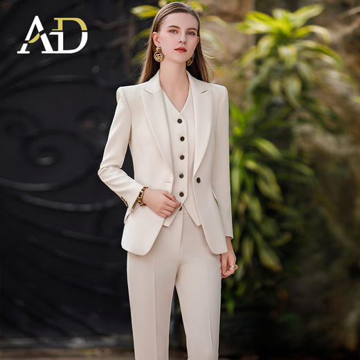 AD高档西装马夹上衣秋装2023新款职业装工作服总裁马甲正装套装裤 商品图3