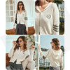OLrain欧芮儿米白色长袖针织衫女早春2024新款休闲学院风连帽开衫 商品缩略图2