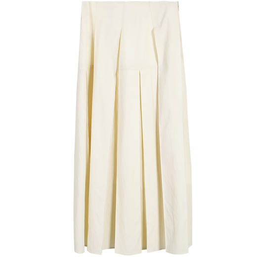 SELFWHO 嫩黄白色百褶半身裙2024春新款中长款小众设计垂坠感裙子 商品图4