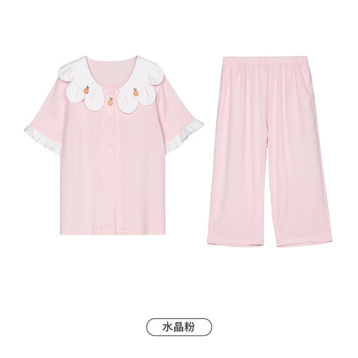 都市丽人生活家居春夏睡衣女软绵绵家居服薄款短袖七分裤女士套装LH41D4 商品图8