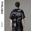 PINLI品立2024夏季新款拼接泼墨短袖T恤潮牌男士宽松休闲体恤上衣B242111006 商品缩略图2
