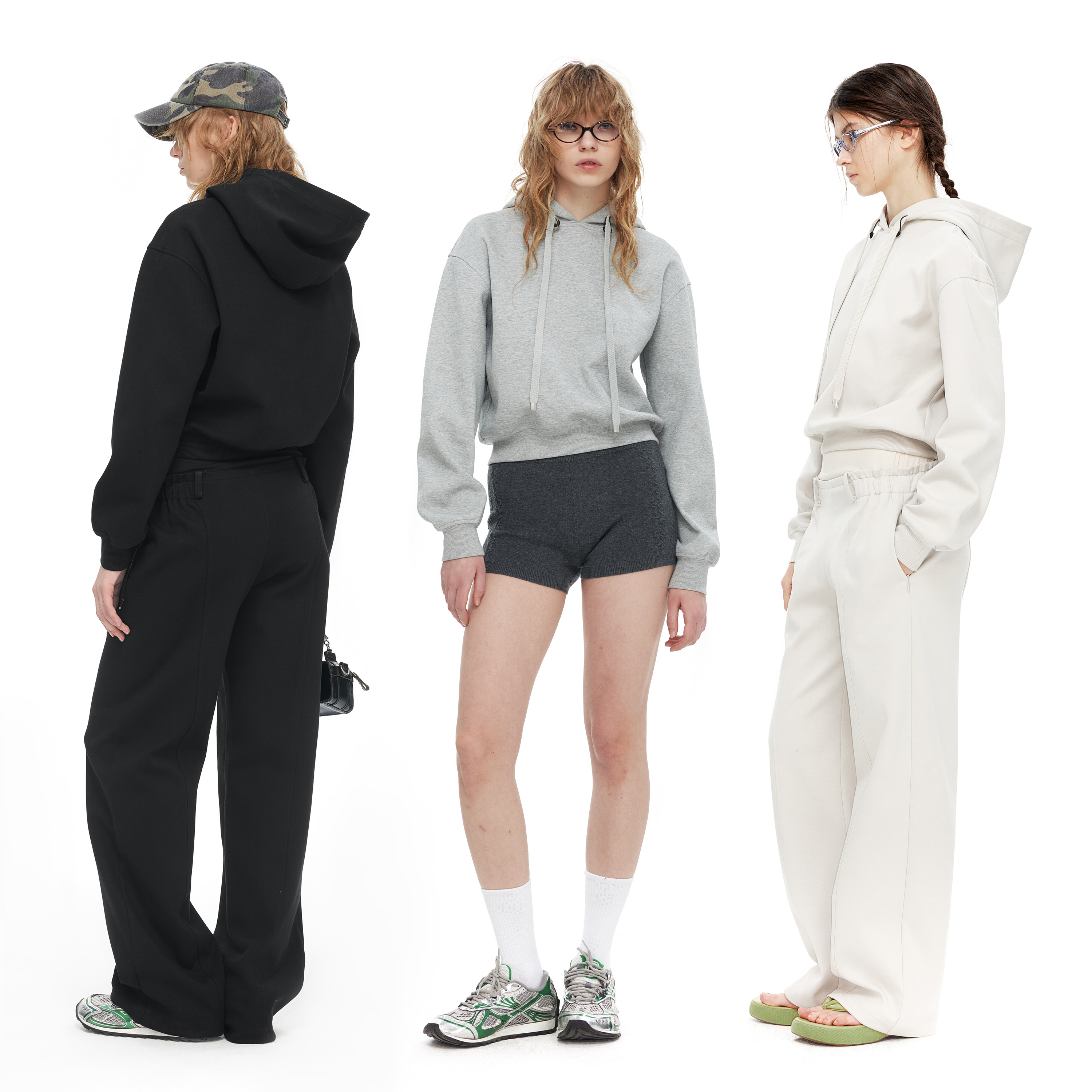 NUTH短款修身显瘦连帽套头卫衣女