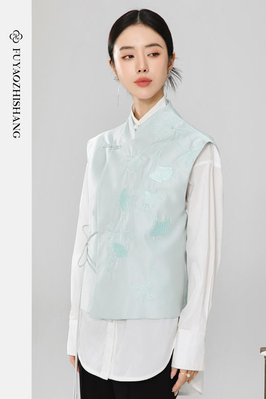 扶摇 2024年春装新中式印花马甲新款复古国风无袖外套女上衣 商品图5