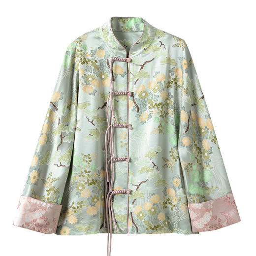 丁摩新中式国风32姆米重磅真丝上衣女春季2024新款设计感气质唐装外套ALF2479 商品图4