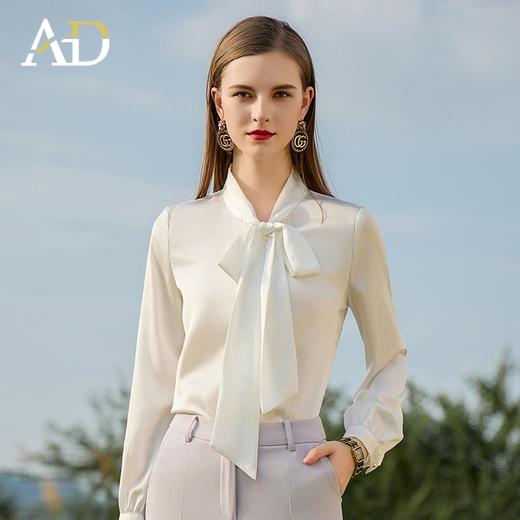 别致漂亮衬衫内搭蝴蝶结长袖衬衣高级感珠光白色上衣 商品图2