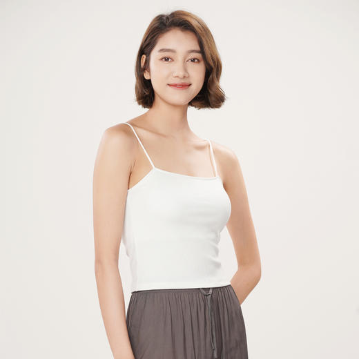 都市丽人吊带背心女罗纹棉背心无尺码固定杯棉质吊带背心无钢圈无排扣LV43A1 商品图2