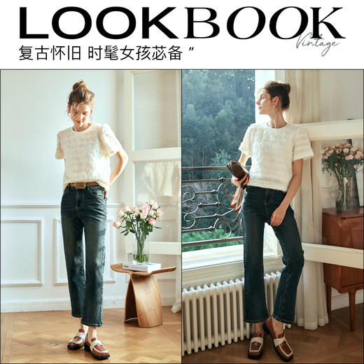 OLrain欧芮儿复古蓝牛仔裤女早春2024年新款时尚宽松九分烟管裤 商品图4