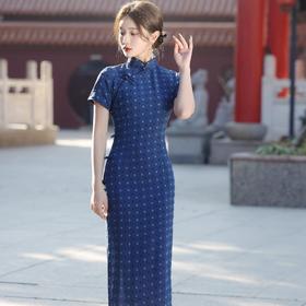 温婉复古民国风素雅旗袍，年轻款少女改良连衣裙YG-2351