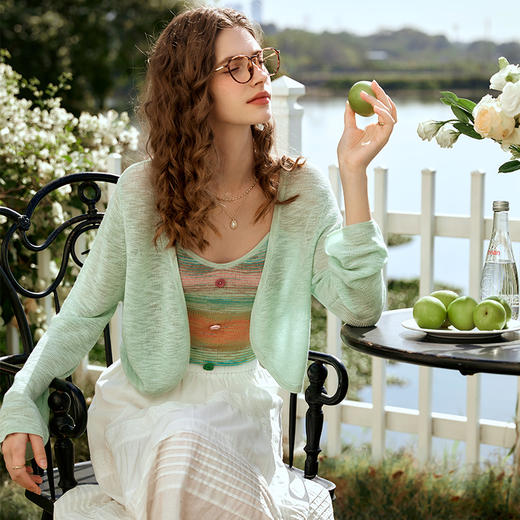 OLrain欧芮儿浅绿色针织衫女早春2024年新款宽松气质高级感两件套 商品图1