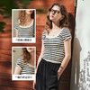 OLrain欧芮儿黑白条纹针织衫女早春2024年新款正肩冰丝短袖T恤 商品缩略图3
