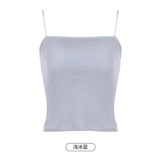 都市丽人吊带背心女罗纹棉背心无尺码固定杯棉质吊带背心无钢圈无排扣LV43A1 商品图10