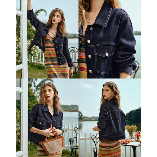 欧芮儿水洗蓝牛仔外套女短款早春2024新款宽松复古牛仔上衣小个子 商品图3