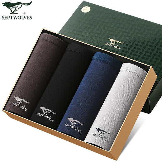 七匹狼男士棉氨抗菌平角裤四条装D3315-4 商品图0