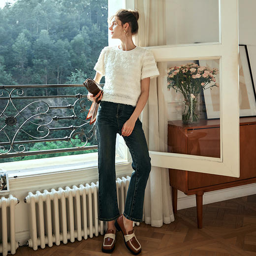 OLrain欧芮儿法式杏色蕾丝衫女春季2024新款气质雪纺时尚洋气上衣 商品图3