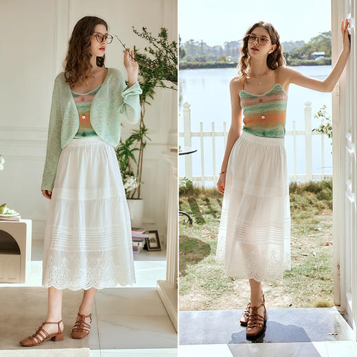 OLrain欧芮儿浅绿色针织衫女早春2024年新款宽松气质高级感两件套 商品图4