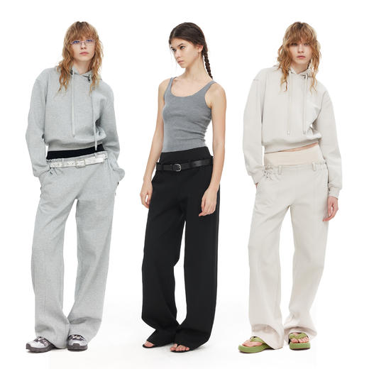 NUTH双腰头拼接设计感宽松显瘦直筒休闲卫裤 商品图2