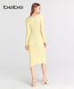 【2F】bebe2024春季新款女士钻饰镂空开叉修身针织连衣裙 商品缩略图1