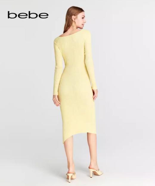 【2F】bebe2024春季新款女士钻饰镂空开叉修身针织连衣裙 商品图1