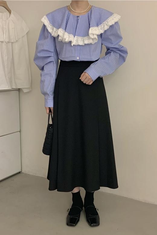 Stay2Weeks ins风娃娃领撞色条纹衬衫 17265 商品图1