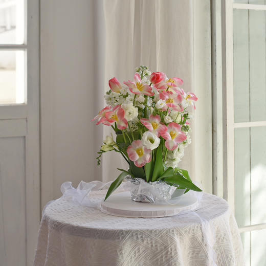 《词不达意，可寄春风》粉色郁金香白色紫罗兰透视花盒 商品图7