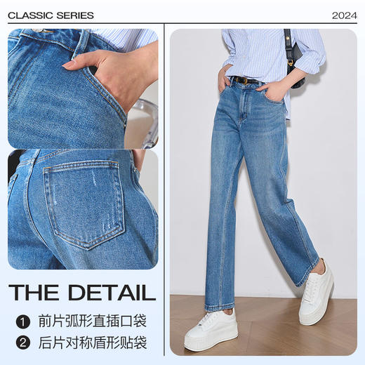 OLrain欧芮儿蓝色牛仔裤女春季2024年新款通勤宽松休闲百搭九分裤 商品图3