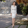 AD高端行政工作服女秘书职业装2023新款白色西装套装裙无领正装秋 商品缩略图0