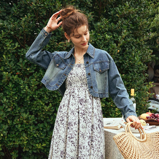 OLrain欧芮儿水洗蓝牛仔短外套女春季2024年新款复古简约百搭上衣 商品图1