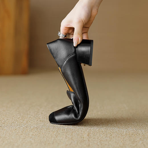 【预售5天】新款百搭，头层羊皮拼色粗跟单鞋YCJX&2822 商品图10