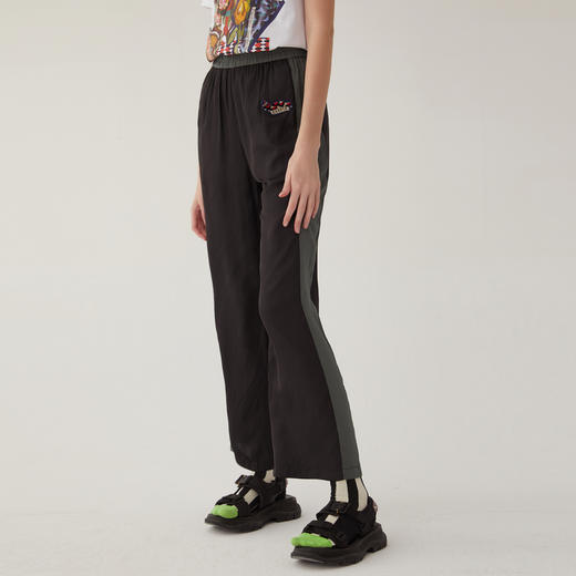 谜底雪纺直筒裤长裤女2024夏款时尚拼色轻薄亲肤休闲裤246MK7020 商品图1