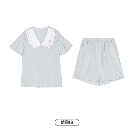 都市丽人生活家居春夏睡衣女泡泡梭织棉家居服薄款短袖短裤女士梭织棉套装LH41D8 商品图7