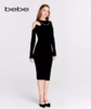 【2F】bebe2024春季新款女士不对称肩部设计长袖针织连衣裙 商品缩略图0