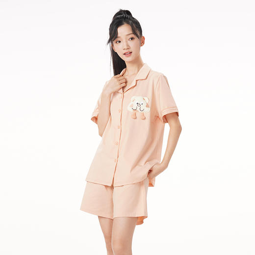 都市丽人生活家居春夏睡衣女32支CVC单面家居服薄款短袖短裤女士套装LH41D2 商品图1