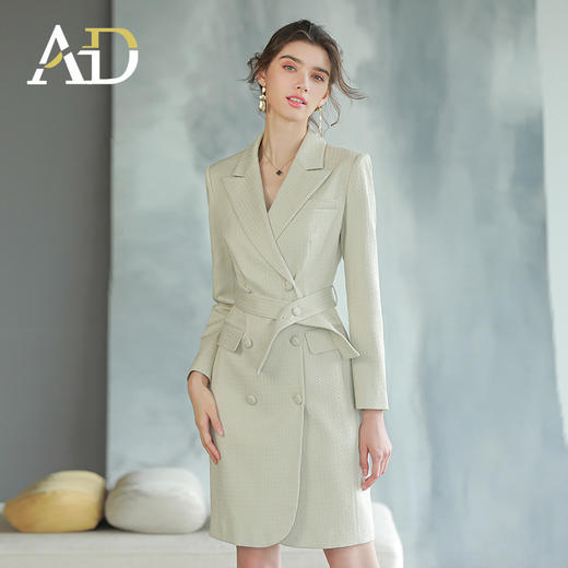 AD职业装气质女神范连衣裙女收腰高级白领上班族正装长袖西服裙秋 商品图0