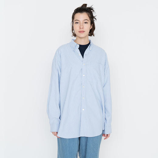 nanamica Button Stripe Shirt 女装纽扣领机能性经典款条纹衬衫 商品图0