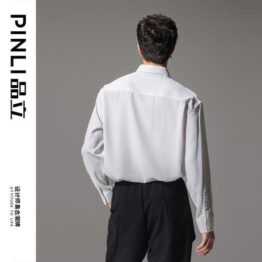 PINLI品立2024秋季新款宽松男士方领长袖衬衫打底衬衣GD241113004 商品图2