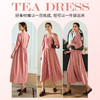 OLrain欧芮儿法式珊瑚粉连衣裙女早春2024新款茶歇收腰泡泡袖裙子 商品缩略图3