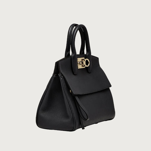 FERRAGAMO 菲拉格慕 女士小号 Gancini 装饰手提包 黑色 21 H159 718293 商品图1