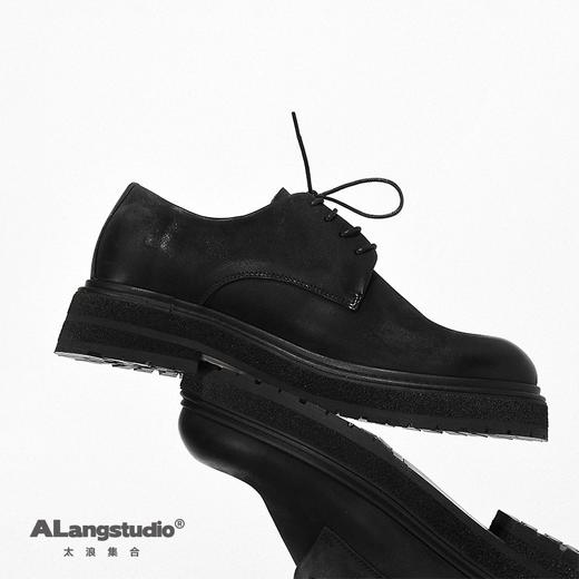 徐太浪黑色高级感圆头休闲皮鞋男春秋潮牌时尚透气系带流行男鞋潮 商品图2