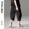 PINLI品立2024夏季新款纯色宽松七分裤潮牌时尚褶皱直筒休闲裤男B242117022 商品缩略图2